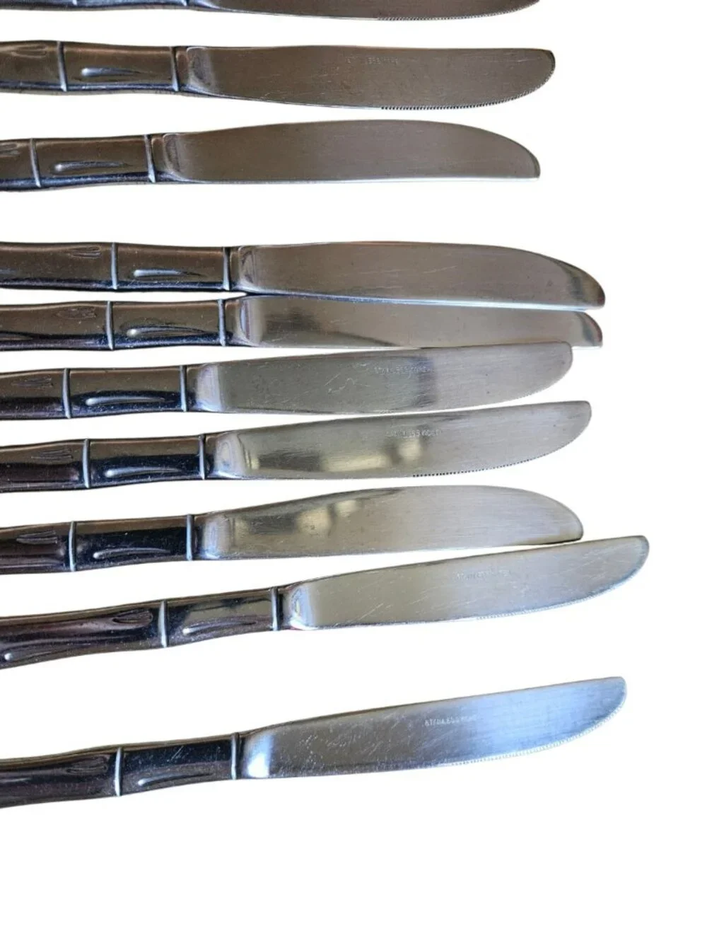 Lot 13 Stainless Korea Bamboo Pattern Dinner Knives 8.5